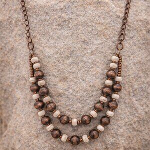 2 for $12 -Pretty neutral toned beaded necklace!